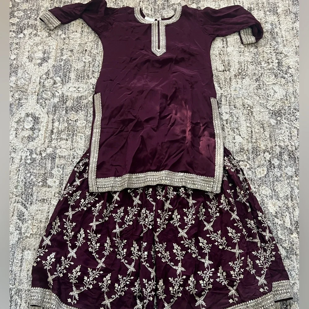 Indian Embroidered Eggplant Purple Outfit - Picture 5 of 5